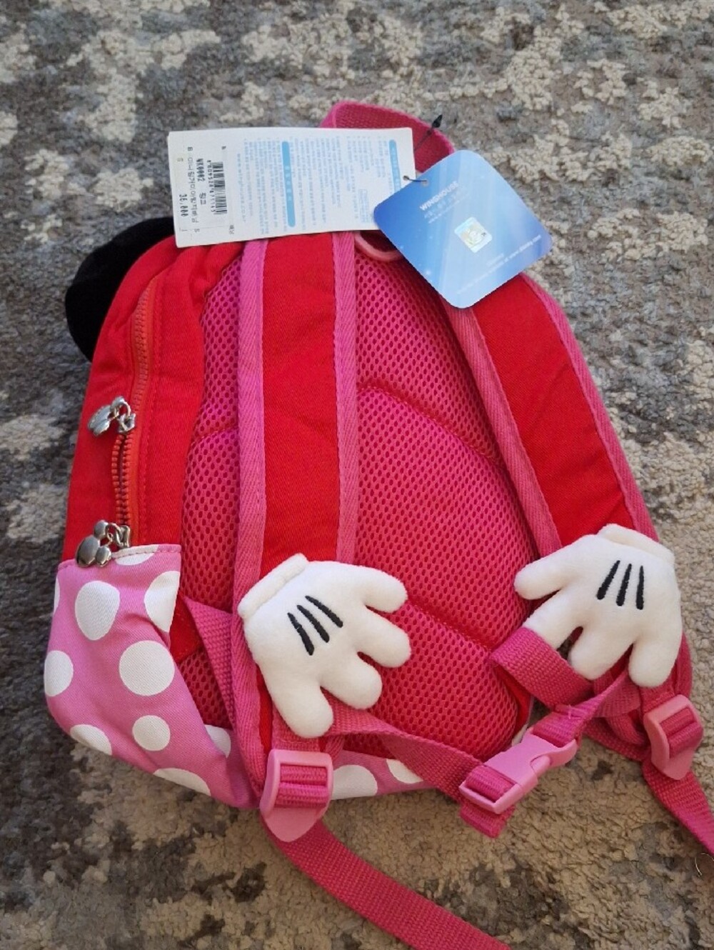 Disney Pink Polka Dot Minnie Plush Backpack with Red Accents - Picture 2 of 6